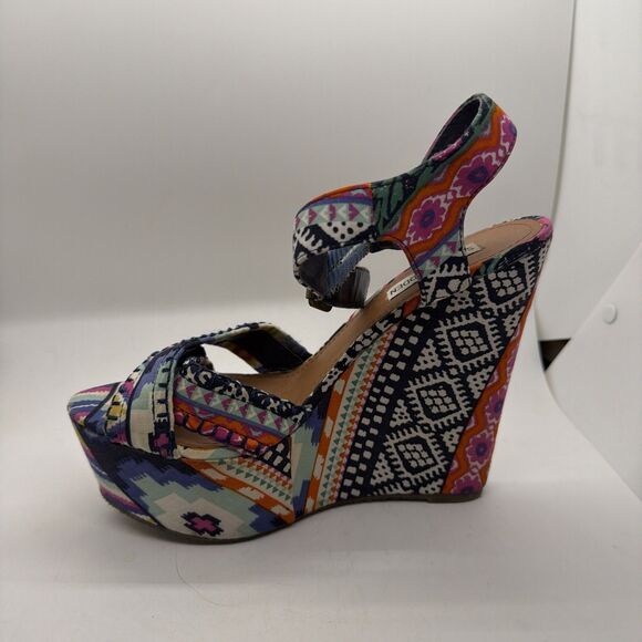 Steve Madden Winonna Wedges Multicolored Platform Sandals Size 8.5M - Picture 4 of 13
